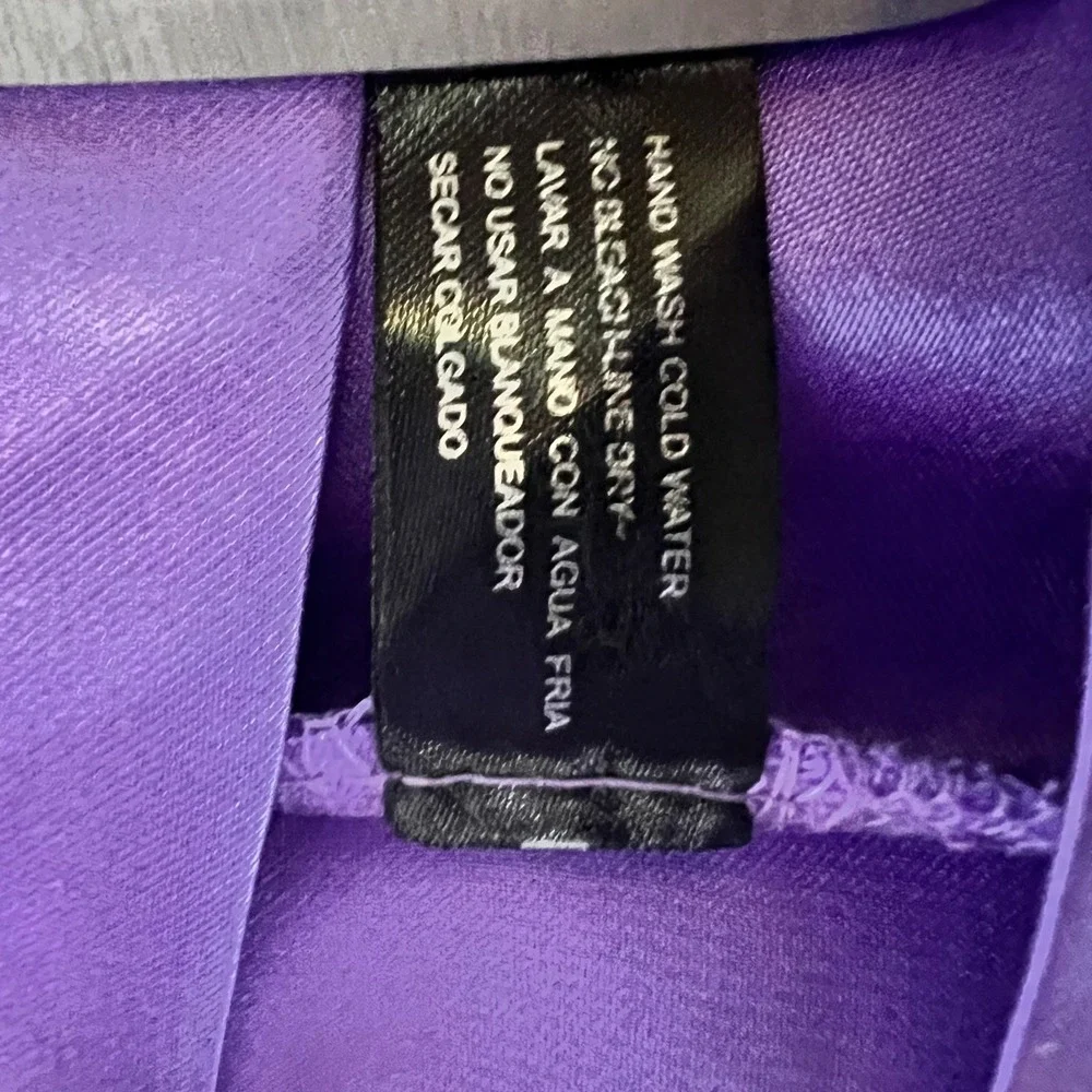iCollection Purple Satin Kimono Robe Plus Size 1X/2X Short Tie Waist 7893X Mens